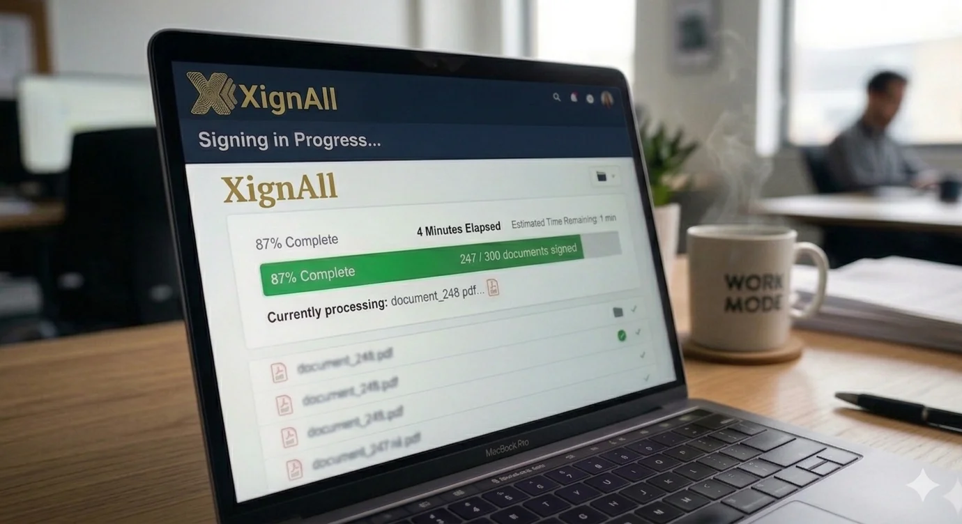 XignAll bulk signing in progress